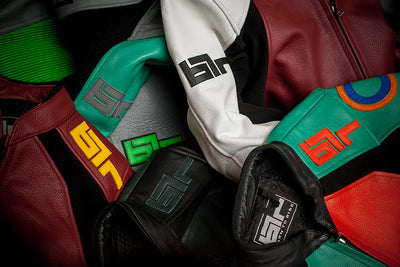 Colourful downhill longboarding leather suits